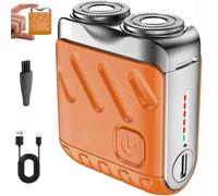 Meigline Mini Shaver, Meigline Portable Rotary Dual Ring Electric, Portable Rotary Dual Ring With Suspended Magnetic Blade, Waterproof, For Men Home Travel (Orange)