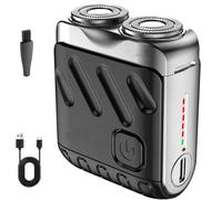 Meigline Mini Shaver, Meigline Portable Rotary Dual Ring Electric, Portable Rotary Dual Ring With Suspended Magnetic Blade, Waterproof, For Men Home Travel (Black)