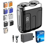 Meigline Mini Shaver, Mini Electric Explosive Shaver for Men, Small Steel Cannon Suspended Magnetic Blade Shavers, USB Fast Charging,Compact Travel Size (Schwarz-2)