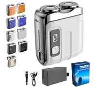 Meigline Mini Shaver, Mini Electric Explosive Shaver for Men, Small Steel Cannon Suspended Magnetic Blade Shavers, USB Fast Charging,Compact Travel Size (Weiß-2)