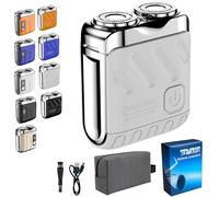 Meigline Mini Shaver, Mini Electric Explosive Shaver for Men, Small Steel Cannon Suspended Magnetic Blade Shavers, USB Fast Charging,Compact Travel Size (Weiß)