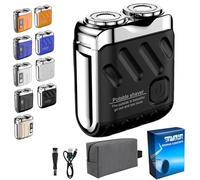 Meigline Mini Shaver, Mini Electric Explosive Shaver for Men, Small Steel Cannon Suspended Magnetic Blade Shavers, USB Fast Charging,Compact Travel Size (Schwarz)