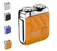 Meigline Mini Shaver, Portable Rotary Dual Ring Electric Shaver, Compact Travel Razor for Men,Electric Shavers (Orange,10 * 4.5 * 9.5cm)