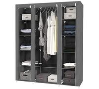 meihe Armoire de Rangement en Toile,Armoire de Rangement- Garde-Robe/Penderie en Tissu Non-tissé/Armoire à vêtements (172 * 134 * 43cm, Gris)