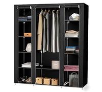 meihe Armoire de Rangement en Toile, Garde-Robe/Penderie en Tissu Non-tissé/Armoire à vêtements (175 x 150 x 45 cm - Noir)