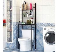 meihe Etagère de Salle de Bain, Meuble de Rangement au-Dessus des Toilettes WC avec 3 tablettes, MARSA avec 3 étagères(Noir)