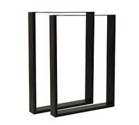 meihe Pieds de Table Lot de 2,Pied de Table en Acier,Pied de Meuble,Pieds de Meuble Table à Manger avec Protecteur de Sol et Accessoires de Montage Métal 60 x 72 cm(Noir)