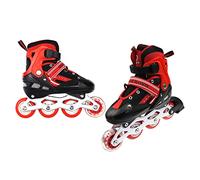 meihe Rollers pour Enfants,Patins à roulettes-Rollers pour Filles et Garçons/Taille réglable/Respirant Confortable pour Patinage des Adolescents (S-Rouge)