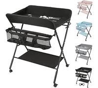 meihe Table à Langer Pliable et Portable, avec Rangement, Ceinture de Sécurité, peu Encombrante et Stable,Table a Langer Pliante Chambre Bébé Réglable en Hauteur(80 x 66 x 98cm noir)