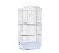 meihe Volière Oiseaux, Cage à Oiseaux, Cage à Perruche en Métal avec Quatre roulettes et Escalier à Oiseaux,pour Canaris, Cockatiels, Perroquets, Pigeons, Pinsons (46*36*92cm-Blanche)