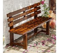 Meihkkud Banc de Jardin extérieur, Loisirs Siège en Bois Massif, Banc publique, pour 2 à 3 Personnes, pour Cour, Pelouse(150 * 38 * 79cm/59 * 14.9 * 31.1in,Brown)