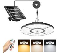 MEIHUA LED Lampe Solaire Intérieur Extérieur 2500K 4000K 6500K 5 Modes Lampe Suspendue avec Détecteur de Mouvement Lumière Solaire avec Télécommande Éclairage pour Jardin Cabanon Pergola Garage