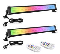 MEIHUA Projecteur LED RGB Barres 42W Spot de Couleur Télécommande Lot de 2 | 10 Couleurs, 30 Modes Dynamique, Luminosité Réglable, Étanche IP66, Minuterie et Mémoire, Eclairage pour Halloween Bar Jardin