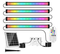 MEIHUA Spot Solaire Exterieur RGB 10 Couleurs 30 Modes Étanche IP66 Projecteur LED RGB Barre 6000mAh Minuteur 2 Luminosité Wallwasher Lumiere Solaire Pour Extérieur Jardin Fête DJ Halloween Natale
