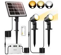 MEIHUA Spots Solaires avec Télécommande 2700K-6000K Éclairage Solaire IP66 Etanche 2 Modes Dynamiques 3 Luminosité Minuterie Lampe de Jardin Exterieur pour Maison Buissons Arbres Halloween Noël