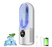 MEIION ArticBlast Le climatiseur portable 3 en 1 Refroidisseur d’air par évaporation - Shopibest Ventilateur sans Lame de Bureau avec Lampe Ambiante, Petit Ventilateur Silencieux à 6 Vitesses