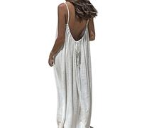 MEIION BlueJolie Robe pour Femme, décontractée, Bretelles Spaghetti, Dos Ouvert, sans Manches, Robe d'été, Ample et Fluide