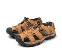 MEIION ERGOSandals Sandales de randonnée ergonomiques pour soulager la douleur Sandales de trekking pour homme : imperméables, maille et polyuréthane, sangle de talon réglable, jaune, 44 EU