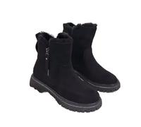 MEIION Grace - Bottes de neige avec doublure en cuir chaud et confortable pour femme - Bottes d'hiver en laine véritable pour un confort et une chaleur ultimes, Noir , 37 EU