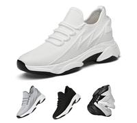 MEIION skyboosts Push de 4/6/8 ou 10 cm - Rehausseur de chaussures 10 cm - Baskets invisibles pour homme - Baskets tendance et confortables avec talon caché pour un look plus long, 6 cm - Blanc, 43 EU
