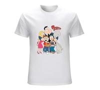 MeiJian American Dad Cartoon T-Shirt Men's O-Neck T-Shirt White M