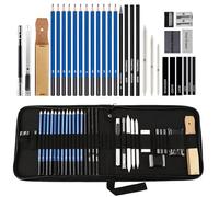 MEIJMJIA YMTECH Coffret dessin 33 pièces - crayons, fusains, estompes, gommes & accessoires dans trousse - parfait pour débutants & artistes