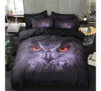 Meiju Mateju 3D Ensemble de literie Housse de Couette, 3 pièces Trois Microfibre Moderne Parure de lit de Amateur Couette et Taies d'oreiller (200x230cm,Hibou)