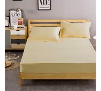 Meiju Mateju Drap Housse en Microfibre, Plaine Couleur Unie Protège Matelas Housse de Lit - Disponible en Différentes Tailles et Couleurs (150x200,Beige)