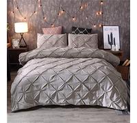 Meiju Mateju Ensemble de literie Housse de Couette, 2/3 Trois Pièces Fleur de Soie Moderne Parure de lit Microfibre de Amateur Couette et Taies d'oreiller (220x240cm,Gris)