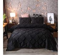 Meiju Mateju Ensemble de literie Housse de Couette, 2/3 Trois Pièces Fleur de Soie Moderne Parure de lit Microfibre de Amateur Couette et Taies d'oreiller (200x200cm,Noir)