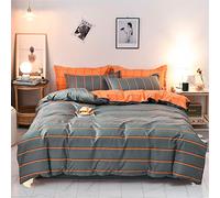 Meiju Mateju Ensemble de literie Housse de Couette, literie Trois pièces Parure de lit Microfibre de Housses de Couette Amateur Couette et Taies d'oreiller (220x240cm,Orange)