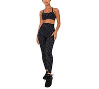 Meiju Mateju Ensemble de Sport pour Femmes 2 Pièces, Yoga Vetement Fitness Imprimé Leopard Sexy Slim Fit Débardeur et Leggings Stretch Sportswear Fitness Jogging Yoga Course (S,Gris)