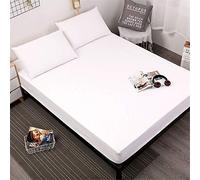 Meiju Mateju ÉtancheDrap Housse Matelas Epais, Impression Microfibre Poche Profonde 30cm -Protection Optimale Résistant aux Rides à La Décoloration et aux Taches (Taie d'oreiller * 2,Blanc)