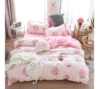 Meiju Mateju Housse de Couette Pêche, Parure de Lit 3 Pièces 135x200cm Sets de Housses de Couettes Réversible avec 50x75cm Taie d'oreiller, Ensemble de Literie pour Enfant Fille