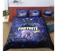 Meiju Parure de Lit Personne avec Housse Couette en Microfibre et Taies d'oreiller, 3D Imprimé Ensemble Literie pour Adulte Enfant Filles Garcons (Fortnite 9,135x200cm), Multicolore, 135x200cm 3pcs