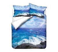 Meiju-shop 3D Ensemble de literie Housse de Couette, Mateju 3 pièces Trois Microfibre Moderne Parure de lit de Amateur Couette et Taies d'oreiller (Eau de mer Bleue,220x240cm)