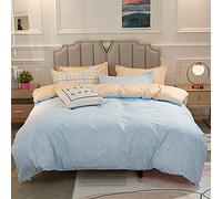 Meiju-shop Ensemble de literie Housse de Couette, Mateju literie Trois pièces Parure de lit Microfibre de Housses de Couette Amateur Couette et Taies d'oreiller (Bleu orangé,220x240cm)