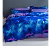 Meiju-shop Mateju Ciel étoilé Imprimer Parure de Lit 4 pièces en Microfibre avec Housse de Couette, Drap de Lit et 2 Taies d?oreillers, Ensemble de Literie pour Chambre Adulte Enfant (Bleu,200x200cm)