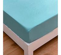 Meiju-shop Mateju Drap Housse en Microfibre Couleur Unie pour Matelas 1/2 Personnes, Polyester Confortable Résistant aux Rides Protège Matelas avec Elastique Bonnet (Lac Bleu,150x200x27cm)