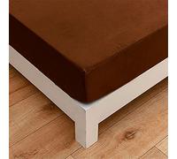 Meiju-shop Mateju Drap Housse en Microfibre Couleur Unie pour Matelas 1/2 Personnes, Polyester Confortable Résistant aux Rides Protège Matelas avec Elastique Bonnet (Marron,180x200x27cm)