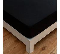 Meiju-shop Mateju Drap Housse en Microfibre Couleur Unie pour Matelas 1/2 Personnes, Polyester Confortable Résistant aux Rides Protège Matelas avec Elastique Bonnet (Noir,150x200x27cm)