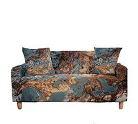 Meiju-shop Mateju Housse de Canapé avec Accoudoirs 1/2/3/4 Places, 3D Imprimée Marbre Extensible Couverture de Sofa Revêtement de Canapé Housse Canape pour Maison (Vintage rétro,4 Places: 235-300 cm)