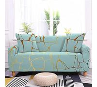 Meiju-shop Mateju Housse de Canapé Universelle 1/2/3/4 Places, Revêtement de Canapé Extensible avec Accoudoirs, Imprimé Marbre 3D Protection de Canapé pour Salon Sofa Décorative (Vert,3 Places)