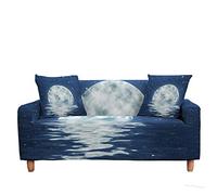 Meiju-shop Mateju Imprimé Océan Housse de Canapé Extensible, Housse de Fauteuil Couvre Canapé Elastique, Housse pour Canape Confortable Protege de Meubles Universelle (Lune,3 Places: 190-230cm)