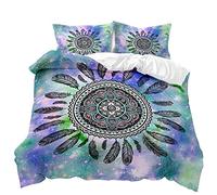 Meiju-shop Mateju Parure de Lit 1/2 Personnes, 3D Sets de Housses de Couettes Ensemble de Literie avec Imprimé Attrape-rêves Housses Couette + 2 Taies d'oreillers (Interstellaire Vert,160x220cm)