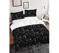 Meiju-shop Mateju Sets de Housse de Couette Adulte Enfant, 3D Parure de Lit 1/2 Personnes avec Géométrie Imprimé Housse de Couette en Microfibre et 2 x Taie d'oreiller (Noir Classique,240x220cm)