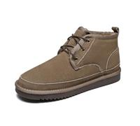 Meik Mangni Bottes de Neige Femme Bottines Hiver Homme Doublure Chaud Peluche Courte Bottines Confortable Imperméables Antidérapant Plates Chaussures Extérieur Moka 40EU（Taille de la semelle41EU）