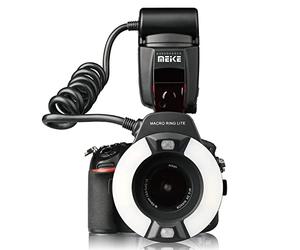 Meike MK-14EXT-N I-TTL Macro Ring Lite Flash avec lumière auxiliaire AF LED pour Appareil Photo Nikon D5100 D3200 D3300 D5200 D90 D850 D3500