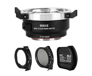 Meike MK-PLTE-C Adaptateur de montage manuel avec filtres ND et UV variables pour objectif ARRI PL-Mount Cine vers appareils photo Sony E Mount sans miroir