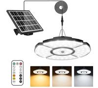 MEIKEE Lampes Solaires pour Intérieur - 4000mAh 1000LM Lampe Supendue avec Télécommande, 5 Modes, 2700K 4000K 6500K Réglable, Câble de 5M, pour Gazebo, Écurie, Grange, Jardin, Hangar, Maison